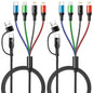5 in 1 Multi Charging Cable 3.5A, Multi Fast Charging Cord USB A/C to Type C/Micro USB/Lightning Universal Braided Charger Cable,Multi Charger for Cell Phones,iPhone,Galaxy (2, Black, 4Feet)