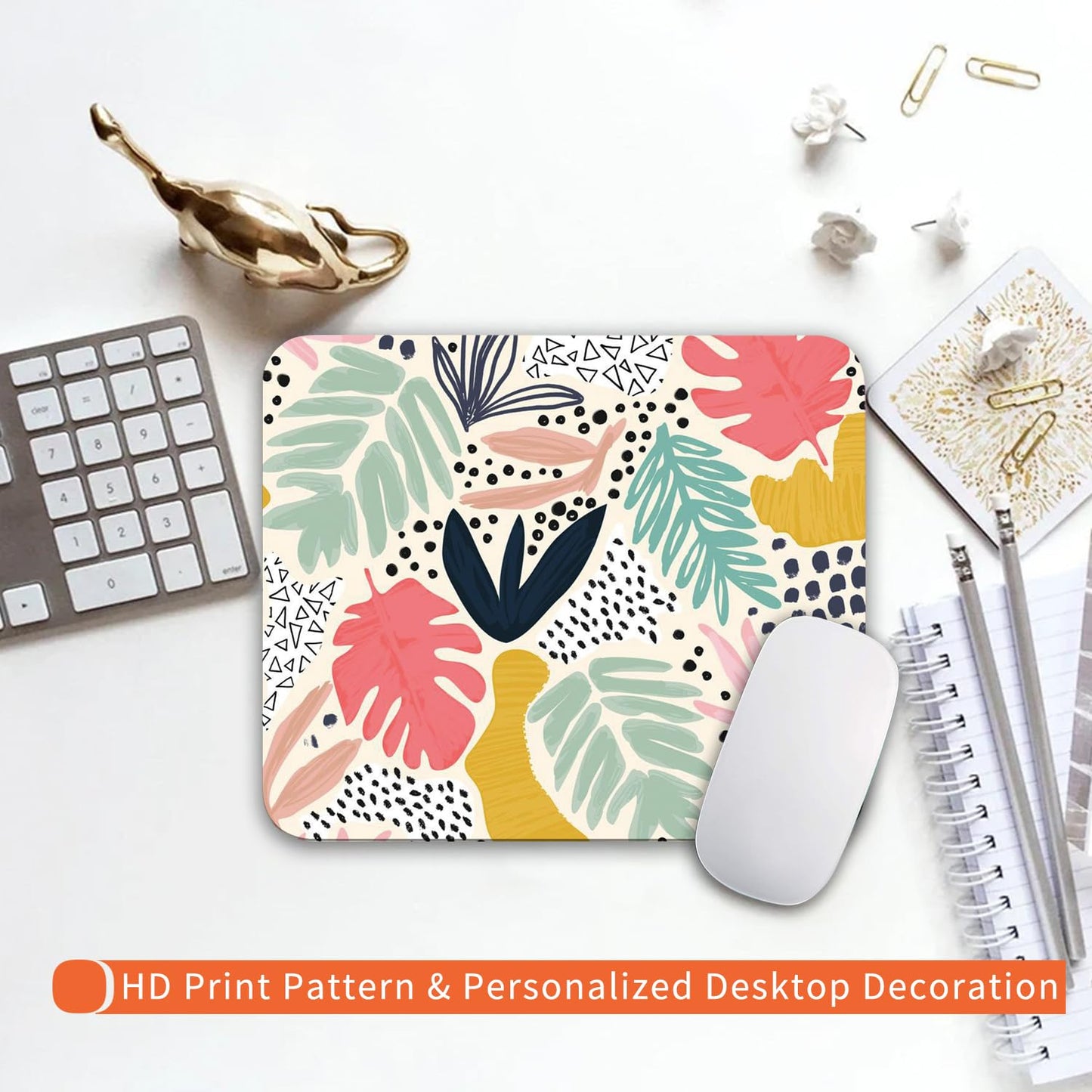 Armanza Square Mouse Pad Tropical Plants, Personalized Premium-Textured Custom Mouse Mat Design, Washable Mousepad Cloth, Non-Slip Rubber Base Computer Mouse Pads for Wireless Mouse