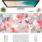 Extended Gaming Mouse Pad, XXL Large Desk Pad 30 x 14 Inch, Big Computer Keyboard Mousepad, Waterproof Mouse Mat with Stitched Edges and Non-Slip Base for Women Office Gaming, Flower