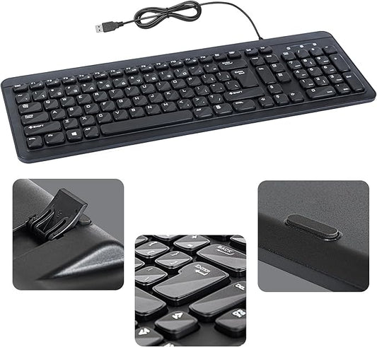 Retail Digitals Wired USB Keyboard | Full-Sized | Ergonomic | Soft Typing | QWERTY Layout | Black