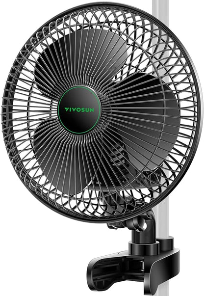 VIVOSUN AeroWave A6 6-Inch Clip-on Fan, Patented Portable Indoor Fan with Clip, 2-Speed Adjustment, Cord, Strong Airflow but Low Noise, and Fully-Adjustable Tilt for Grow Tent, Black, 1-Pack