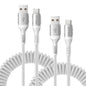 USB A to USB C Cable 3FT/6FT, Coiled USB C Cable for Car, 66W USBC Cable