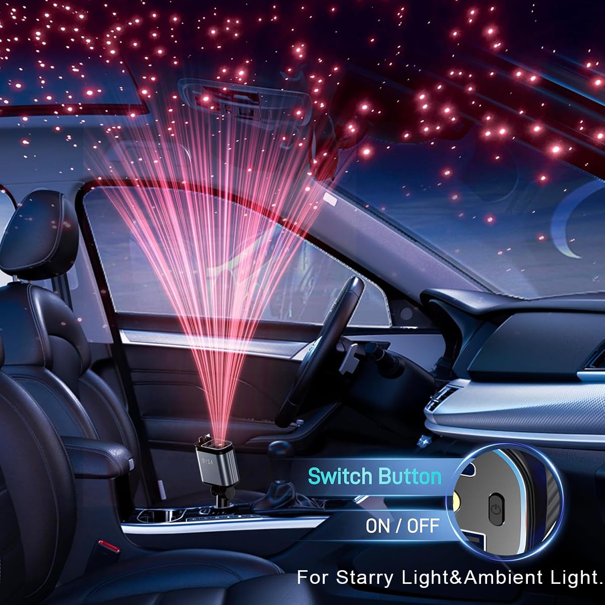 4 in 1 Retractable Car Charger with Starry Light,69W USB-C Fast Car Charger, for iPhone 17/16/15/14/13/12/11, Android,Pixel,Cigarette Lighter Charger (for Lightning+USB-C)