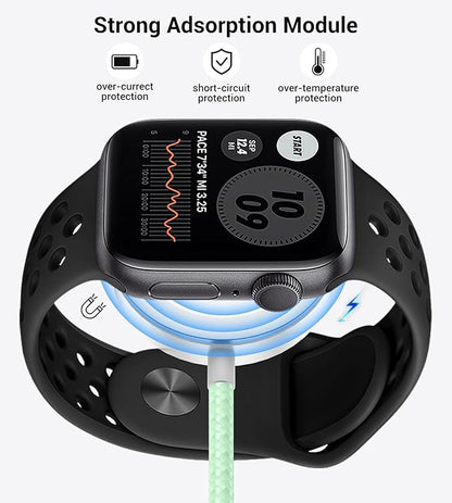 Temdan for Travel Vacation Essentials,3 in 2 USB C Cable for Apple Watch Charger/iPhone 16 Charger/Lightning,Multi Charging Cable Cord,Camping Essentials,Designed for iWatch &iPhone 16-12-5FT Green
