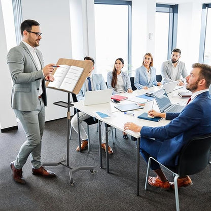Lectern Podium Stand with Storage Platform, Height Adjustable Mobile Steady Standing Design, Multi-Purpose Tabletop for Speech, Lecture, Church, Reading or Laptop Desk