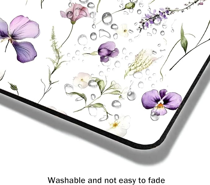 Mouse Pad, Abstract Wildflowers Flower Mouse Pads for Desk, 9.5" x 7.9" Non-Slip Rubber Base Computer Mousepad with Women, Portable Square Design for Wireless Mouse and Pad Laptop Office & Travel
