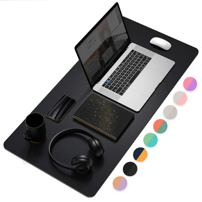 YSAGI Dual-Sided Desk Pad Protector, Desk Mat with Non-Slip - Waterproof PU Leather Office Desk Blotter for Mouse, Keyboard, Writing,31.5" x 15.7", Black