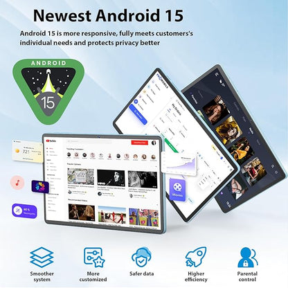 Android Tablet, 11 inch Android 15 Tablet with Keyboard, 24GB+128GB, 1TB Expand, 8000mAh, 5MP+13MP, 2.4G&5G WiFi, IPS Touch Screen, GMS Certified, 2 in 1 Tablets with Case, Mouse, Stylus(Silver)