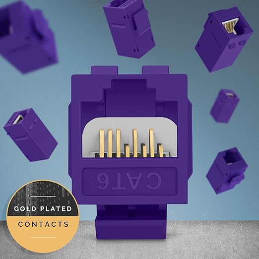 Everest RJ45 CAT6 Keystone Coupler in Purple (48-Pack) - Purple Ethernet Jacks