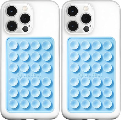 Anteel MAX Silicone Suction Phone Case Adhesive Mount, Upgraded Super Strong Grip, Durable, Easy to Use, Hands-Free Sticky Phone Holder for Selfies, Tiktok Videos, 2.56"x3.94" (LBL&LBL)