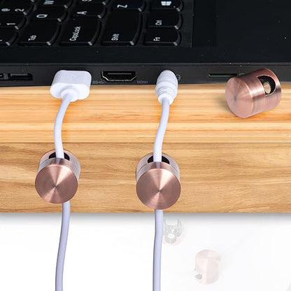 2 Sets Charger Holders for Cords, Red Bronze Color Adjustable Cable Anchor Holders, Adhesive Metal Cord Clips, Cable Management Wire Organizers for Desk, Office, Nightstand