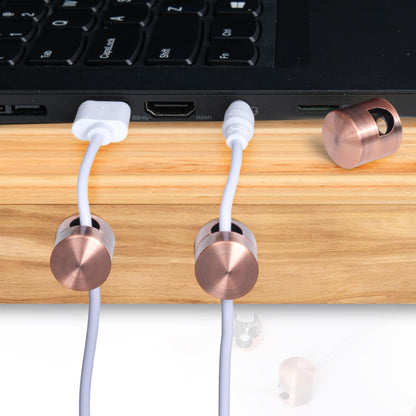 SmallCat 2 Sets Charger Holders for Cords, Red Bronze Color Adjustable Cable Anchor Holders, Adhesive Metal Cord Clips, Cable Management Wire Organizers for Desk, Office, Nightstand