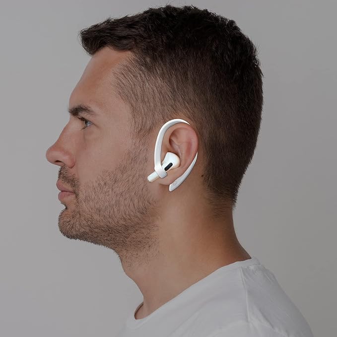 2 Pairs AirPods Ear Hooks for AirPods Pro 2, AirPods Pro, AirPods 4, 3, 2 & 1, Upgraded Anti Slip Sports Clip Hooks for AirPods 1, 2, 3, 4,Pro, Pro 2 – White
