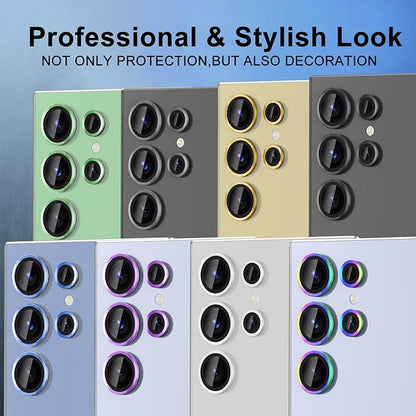 for Samsung Galaxy S25 Ultra Camera Lens Protector, Individual Metal Ring Tempered Glass Lens Cover, [Strong Adsorption] Scratch Resistant Ultra-Thin HD Clear Lens Cover, 1 Set-Purple