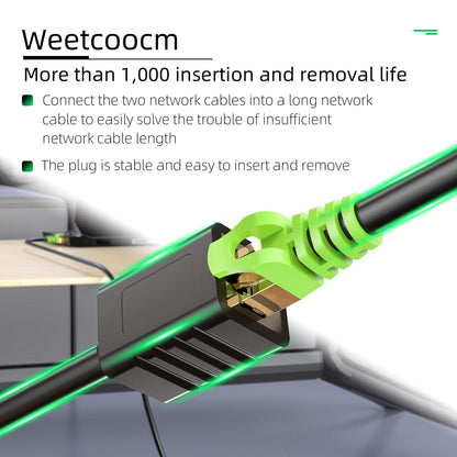 Weetcoocm Ethernet Extension Cable 3ft, Network Cat6a Extension Patch Cable RJ45 Cords Shielded Male to Female Connector (3FT)