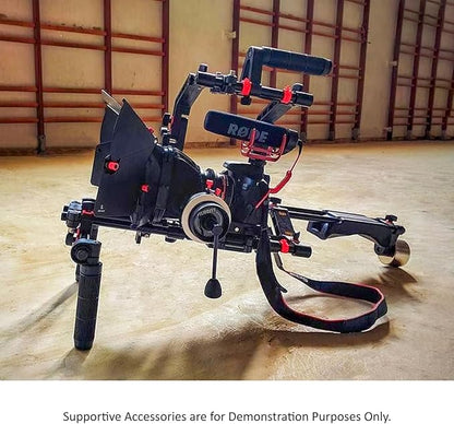 Shoulder Rig Kit w Matte Box & Follow Focus for DSLR Cameras. Ergonomic & Stable, 6” to 9” Convertible Size. Adjustable Handles, ¼” Threads. Comfy Shoulder Pad, Quick Release Plate (FC-03)