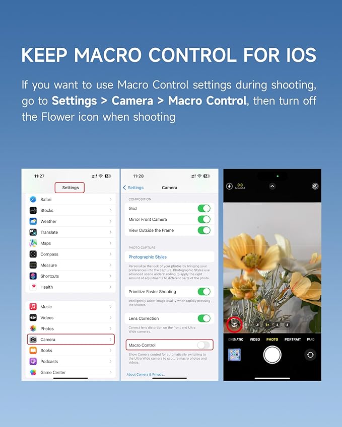 120MM Macro Lens for iPhone - 𝟓𝐊 𝐇𝐃 𝟏𝟎𝐗 Super Macro with 𝐒𝐭𝐚𝐫𝐥𝐢𝐠𝐡𝐭 𝐅𝐢𝐥𝐭𝐞𝐫, Professional Universal Clip Phone Camera Lens for Photo Video Lens of iPhone Samsung Android
