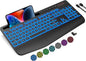 Trueque Wireless Keyboard with 7 Colored Backlits, Wrist Rest, Phone Holder, Rechargeable Ergonomic Keyboard with Silent Light Up Keys, Cordless Computer Keyboard for Windows, Mac, Laptop