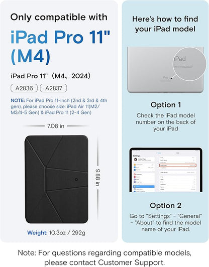 MOFT Dynamic Folio Case for iPad Pro 11 Inch 2024 5th Gen(M4), Silm Magnetic Stand Case with 20+ Viewing Angles, Auto Wake/Sleep, Ultra Thin, Jet Black