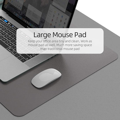 YSAGi Desk Pad, Dual-Sided Desk Mat, 31.5" x 15.7" Laptop Leather Desk Pad Protector, Large Leather Desk Blotter, Waterproof Desk Writing Pad for Office and Home (Dark Grey, 31.5" x 15.7")