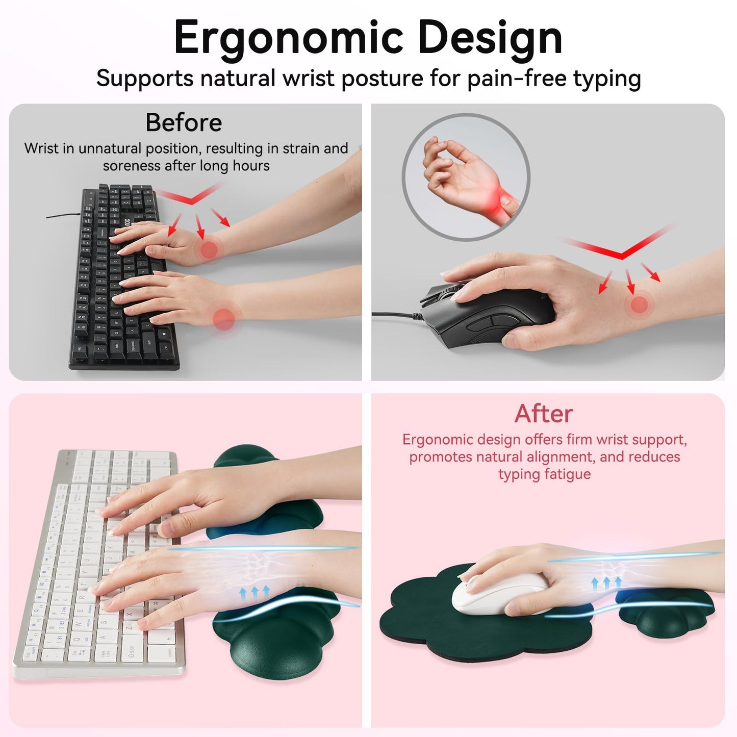 Sushret Cloud Wrist Rest for Computer Keyboard and Mouse Pad Set,Dark Green