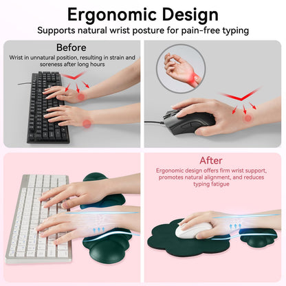 Sushret Cloud Wrist Rest for Computer Keyboard and Mouse Pad Set,Dark Green