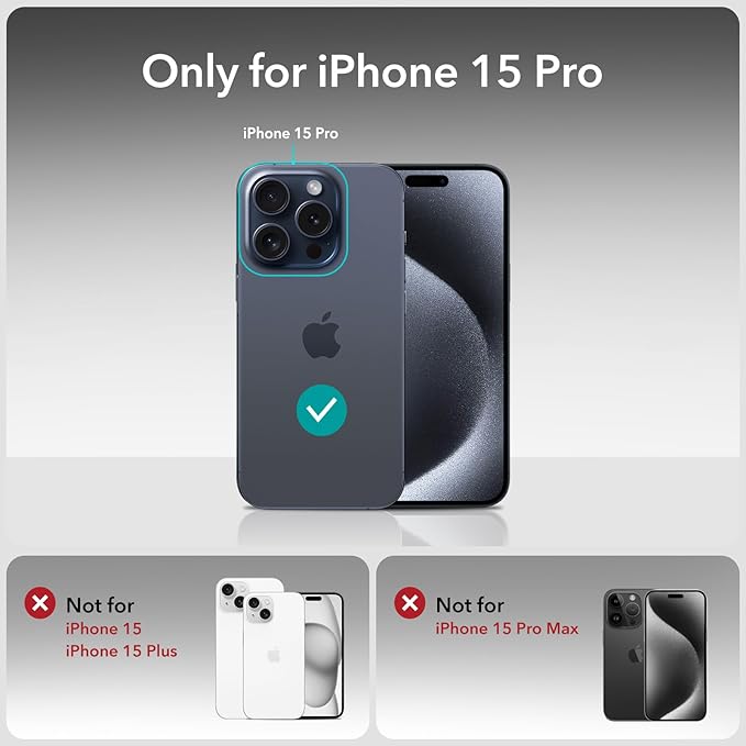 ESR 3+2 Pack for iPhone 15 Pro Screen Protector, 3 Black Edge Tempered-Glass Film and 2 Set Camera Lens Protector, 2.5D Curved Edges, Full-Coverage Military-Grade Protection, Scratch Resistant