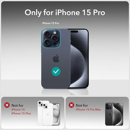 ESR 3+2 Pack for iPhone 15 Pro Screen Protector, 3 Black Edge Tempered-Glass Film and 2 Set Camera Lens Protector, 2.5D Curved Edges, Full-Coverage Military-Grade Protection, Scratch Resistant