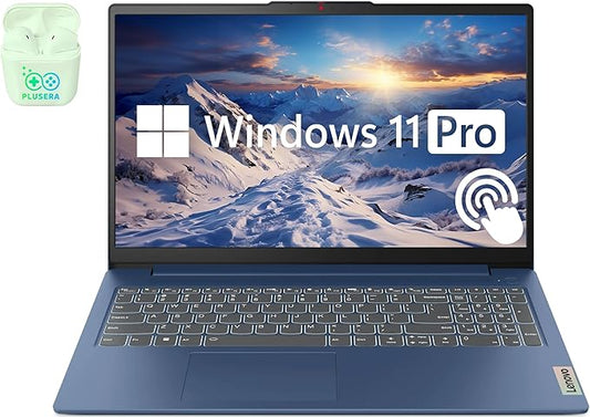 Lenovo 15.6" FHD Touchscreen IdeaPad Business Laptop Computer, 16GB RAM 1TB SSD, AMD Ryzen 7, Windows 11 Pro Laptop with Microsoft Office Lifetime Suite, Backlit Keyboard, PLUSERA Earphones, Blue