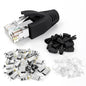 VCE RJ45 Connectors CAT7/CAT6A UL-Listed 30-Pack Non-Pass-Thru, Shielded Modular Plugs Gold Plated Network Ends for 23AWG Ethernet Cable with Strain Relief Boots - Black