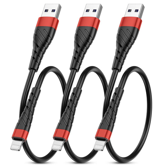 Compatible with Apple MFi Certified Short for iPhone Charger Cable 3 Pack 1Ft, 12 inch Lightning Charging Cord, Fast 2.4A for iPhone Data Cord Compatible with iPhone12/11/XS/Max/XR/X/8/8P/7P/6/iPad