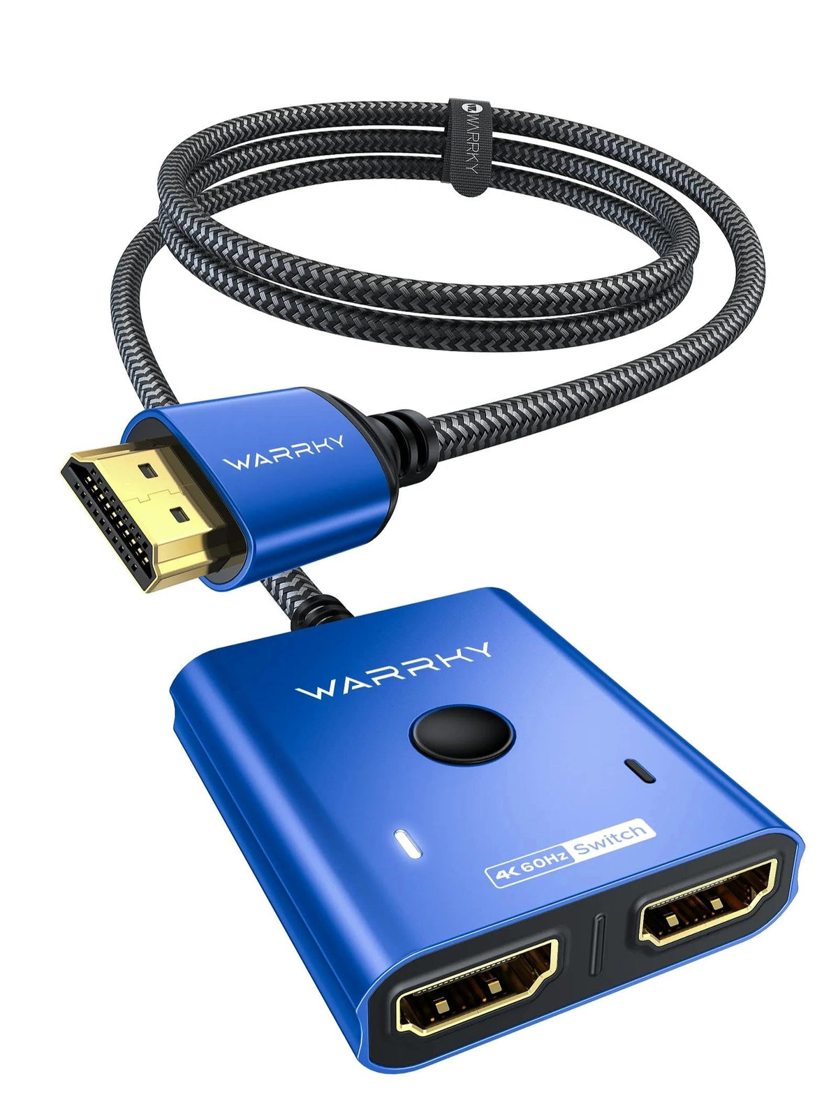HDMI Switch 2 in 1 Out 4K@60Hz, WARRKY[with 3.3ft Fixed Braided HDMI Cable, Aluminum Case, 2K@144Hz, HDCP 2.2] Bidirectional 2x1 Switcher Splitter Compatible for PS5/4, Xbox, Roku, FireStick, Switch