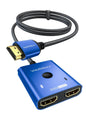 HDMI Switch 2 in 1 Out 4K@60Hz, WARRKY[with 3.3ft Fixed Braided HDMI Cable, Aluminum Case, 2K@144Hz, HDCP 2.2] Bidirectional 2x1 Switcher Splitter Compatible for PS5/4, Xbox, Roku, FireStick, Switch