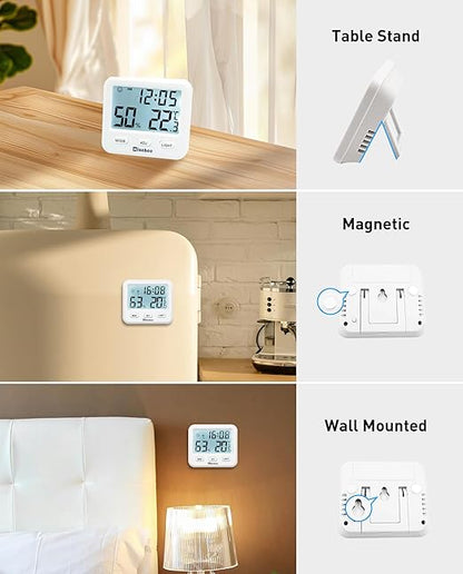 Wisebee Digital Indoor Hygrometer Thermometer, 2.9" Backlit Temperature Humidity Sensor Monitor for Baby Rooms, Home, Office, 1 Pack (White)
