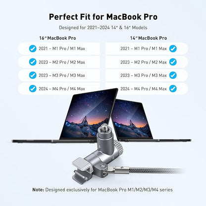 AboveTEK Laptop Locking Cable for MacBook Pro 14/16 (2021–2024), Anti-Theft Keyed Laptop Security Lock, 6.56ft Cut-Resistant Steel Computer Lock Cable, Rotatable & Portable Design