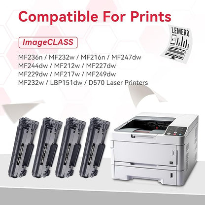 LEMERO 137 Black Toner Cartridge Compatible Replacement for Canon 137 CRG-137 Black Toner for ImageClass D570 MF236n MF232w MF216n LBP151dw Printer (137 Black-4 Pack)