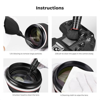 K&F Concept 4-in-1 Camera Cleaning Kit with Lens Brush Pen, Rocket Air Blower, Microfiber Cleaning Cloth, Lens Cleaner Kit for Canon Nikon Pentax Sony DSLR Cameras Cleaning Tool Accessories
