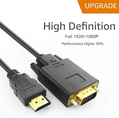 HDMI to VGA Cable, 1080P HDMI Male to VGA Male M/M Video Converter Cord VGA Adapter Compatible w/HDMI Desktop, Laptop, DVD to 15 Pin D-SUB VGA HDTV Monitor Projector - 6Feet