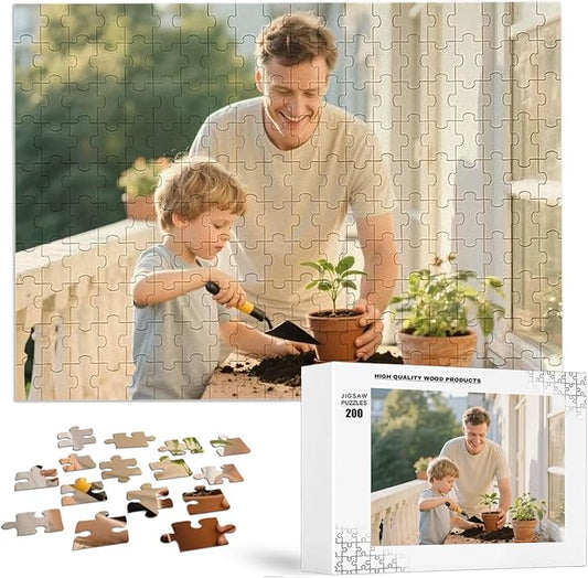 SCTOKUP Custom Photo Puzzle 200 Pieces - Personalized Picture Jigsaw from Your Photos, Premium Wooden Puzzle Gift for Family, Adults & Special Occasions