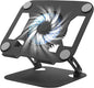 SHUWEI Laptop Cooling Stand with 3 Speed Fan, Adjustable Height & Angle, Carbon Steel Framework, Ultra-Quiet & Super Sturdy for up to 16”Laptop - Black
