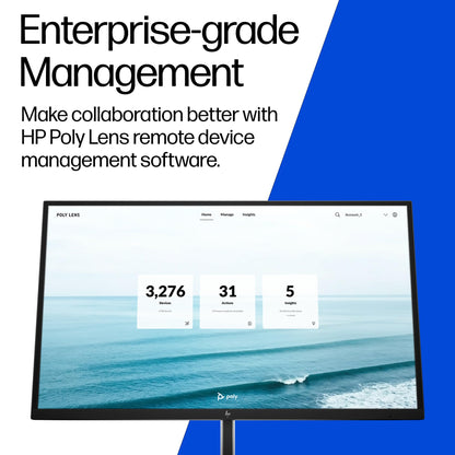 Poly Studio V12 – USB Video Bar for Small Rooms - 4K 20MP Camera, AI-Enhanced Audio, Noise Cancellation, Poly Lens Management - Microsoft Teams, Zoom & Google Meet Compatible - Thoughtfully Made