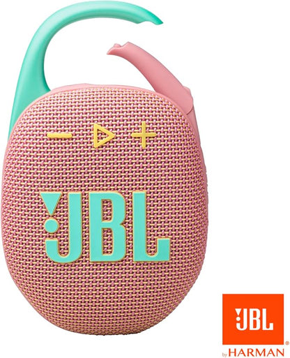 JBL Clip 5 - Ultra-Portable, Waterproof & Dustproof Bluetooth Speaker, Big Pro Sound with Punchy bass, Integrated Carabiner, Up to 12 Hours of Play, Made in Part with Recycled Materials (Pink)