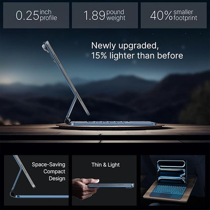 typecase Keyboard Case for iPad Pro 13-inch (M4)2024,Magic Keyboard with 11 Colors Backlight for iPad Pro 13,Keyboard Case with Pencil Holder,Multi-Touch Trackpad,Easy-Set Magnetic Stand(Pacific Blue)