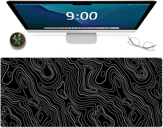 Galdas Mouse Pad For Gaming,XXL XL Large Mouse Mat Long Extended MousePad Desk Mat Non-Slip Rubber Mice Pads Stitched Edges Thin (31.5 x 11.8 x 0.12 Inches) Topographic Map