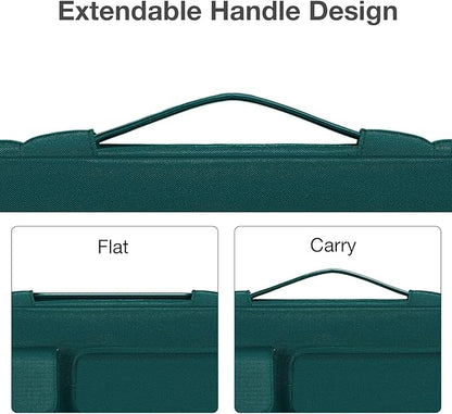 MOSISO 360 Protective Laptop Case 13.3 inch, 13-13.3 inch Laptop Sleeve Compatible with MacBook Air/Pro 13 / Pro 14, HP Dell ASUS Lenovo, Side Open Bag with 2 Raised&1 Flapover Pockets, Teal Green