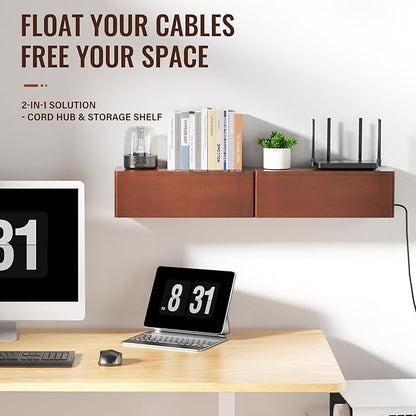 Cinati Large Cable Management Box, 15.8" Wooden Cable Organizer for Floor Wires Storage, Wall Mount Cord Hider Box for Electrical Cord Management, Power Strip Wire Organization for Desktop Home Office