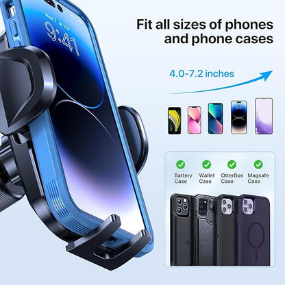 Miracase Phone Holders for Your Car with Upgraded Double Metal Hook Clip, Air Vent Cell Phone Car Mount, Universal Automobile Cradle Fit for iPhone Android and All Smartphones, Light Black