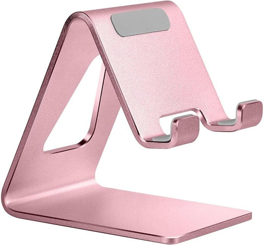 Aoviho Cell Phone Stand for Desk, Aluminum Phone Holder for iPhone 17 16 15 Pro Max, Samsung Galaxy, Stable Office Desk Accessories,Hands Free Stand for Office Home,Pink