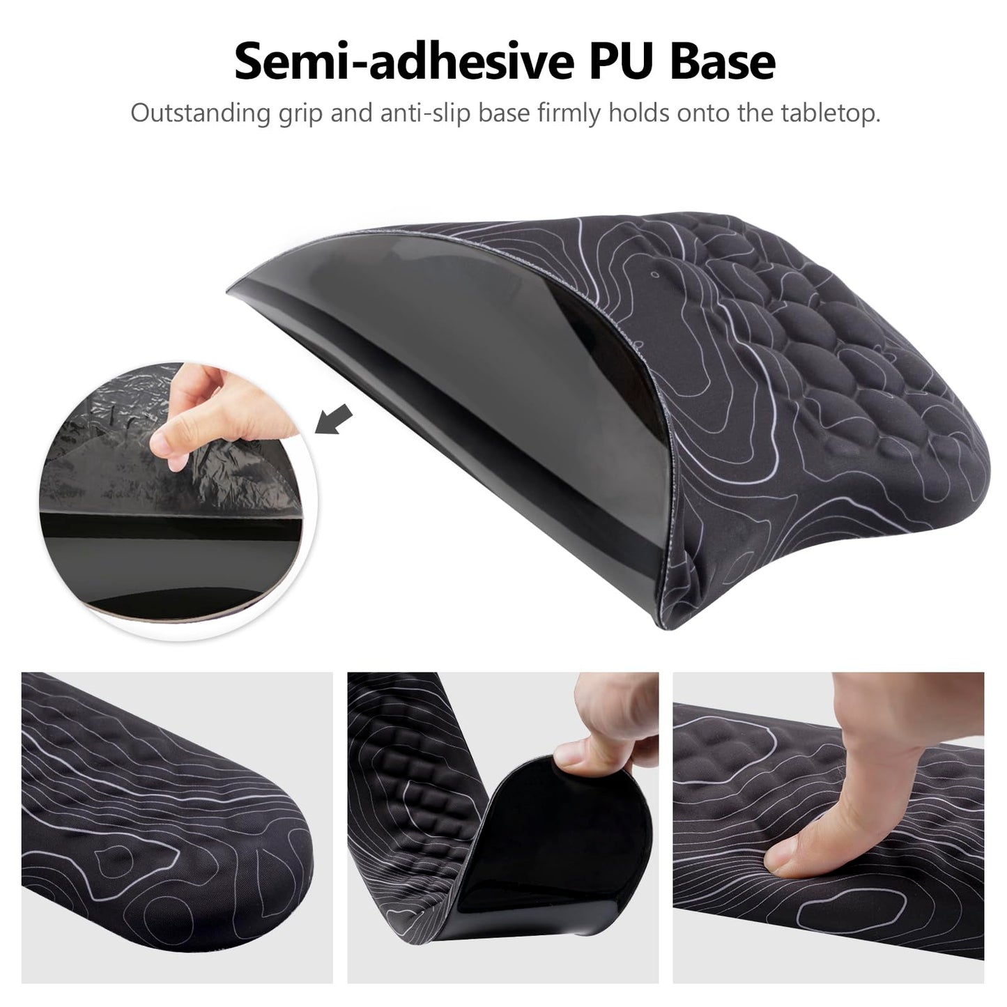 Mouse Pad Wrist Support, Laokiiy 2 in1 Keyboard Wrist Rest+ Ergonomic Mouse Pad, Non-Slip Wrist Rest for Computer Keyboard, Made Easy Typing & Relieve Wrist Pain(Black White)