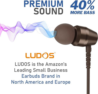 LUDOS OMNITONE USB C Headphones for iPhone 16 15 Pro Max Plus iPad Pro, 5 Years Warranty, USB-C Earbuds for Samsung Galaxy S24 S23 Ultra S22 S21 S20 A55 A54 A53, USB Type C Earphones - Brown